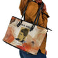 Ida B. Wells Leather Tote Bag with Floral Pen Design Illustrated Portrait Civil Rights and Journalism Tribute - African Pride