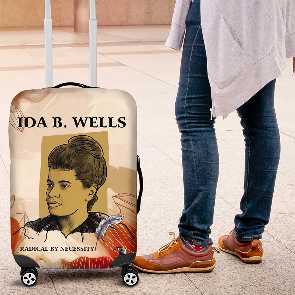 Ida B. Wells Luggage Cover with Floral Pen Design Illustrated Portrait Civil Rights and Journalism Tribute - African Pride