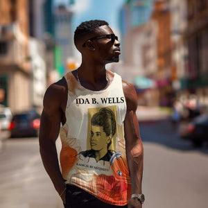 Ida B. Wells Men Tank Top with Floral Pen Design Illustrated Portrait Civil Rights and Journalism Tribute - African Pride