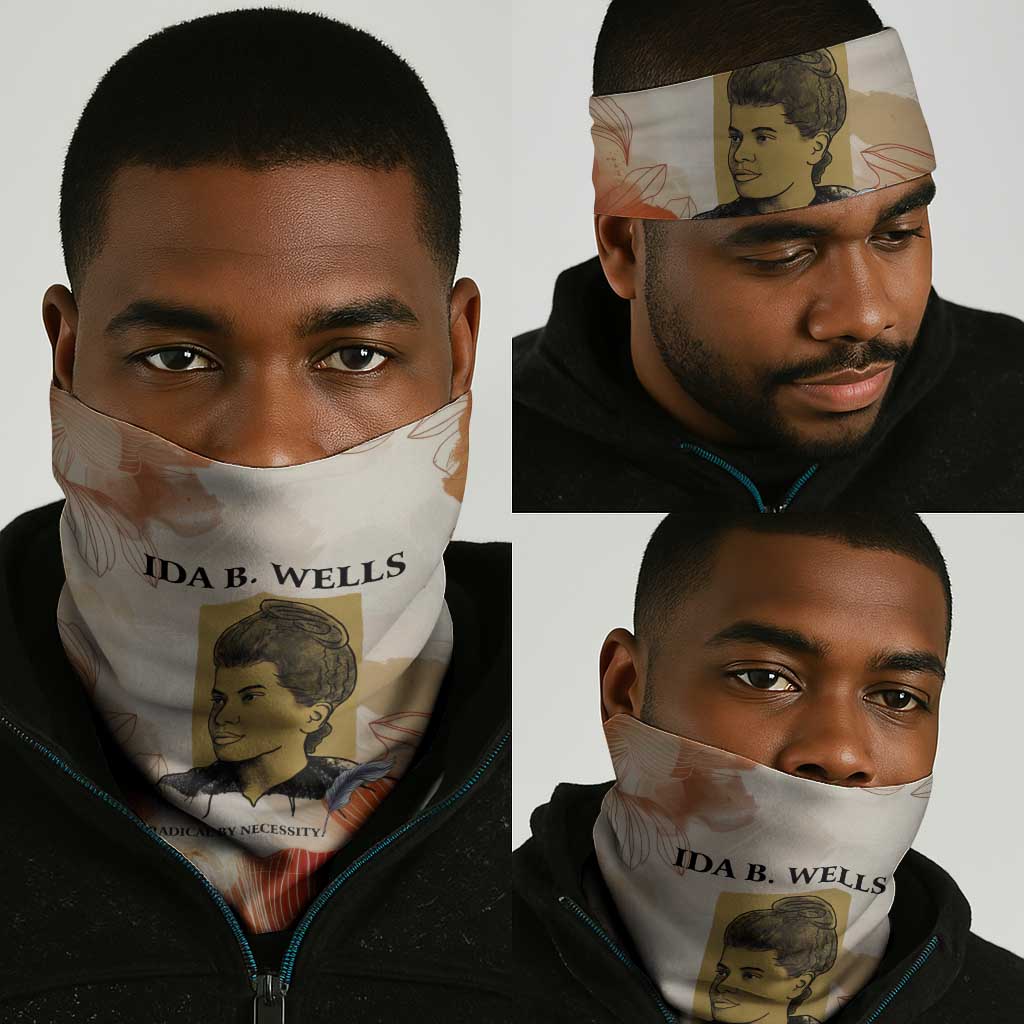 Ida B. Wells Neck Gaiter with Floral Pen Design Illustrated Portrait Civil Rights and Journalism Tribute - African Pride