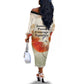 Ida B. Wells Off The Shoulder Long Sleeve Dress with Floral Pen Design Illustrated Portrait Civil Rights and Journalism Tribute - African Pride