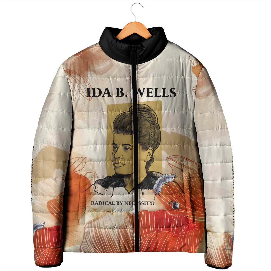 Ida B. Wells Padded Jacket with Floral Pen Design Illustrated Portrait Civil Rights and Journalism Tribute - African Pride