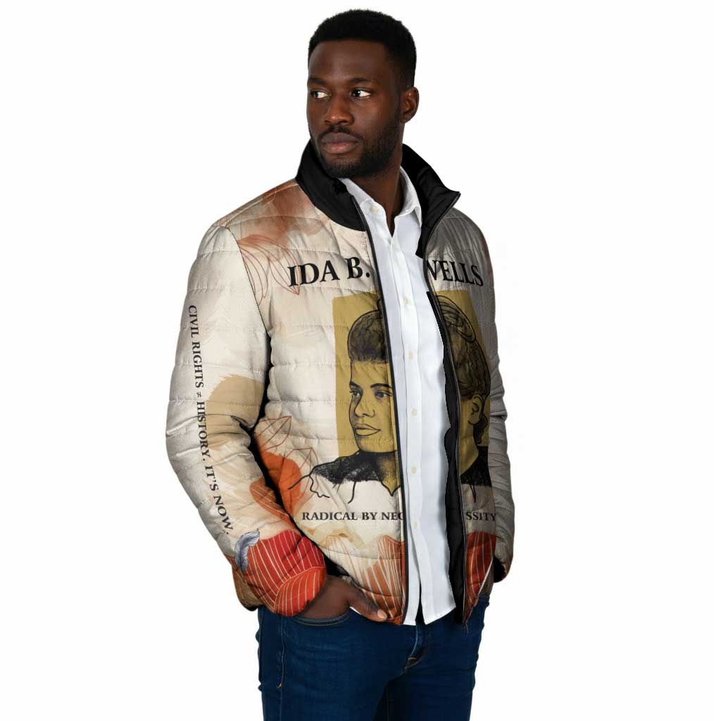 Ida B. Wells Padded Jacket with Floral Pen Design Illustrated Portrait Civil Rights and Journalism Tribute - African Pride