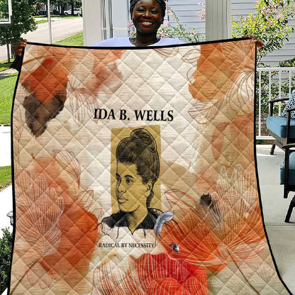 Ida B. Wells Quilt with Floral Pen Design Illustrated Portrait Civil Rights and Journalism Tribute - African Pride