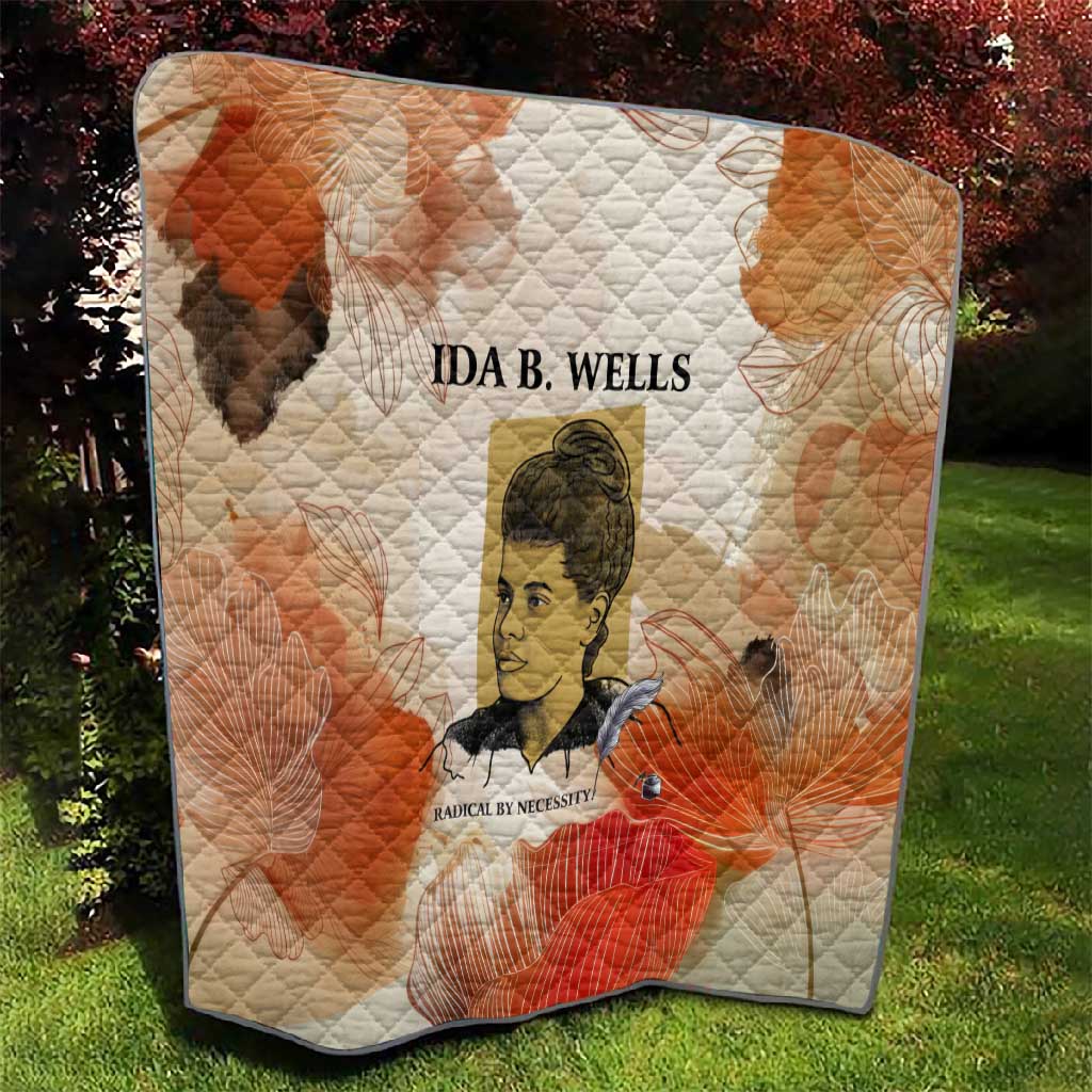 Ida B. Wells Quilt with Floral Pen Design Illustrated Portrait Civil Rights and Journalism Tribute - African Pride