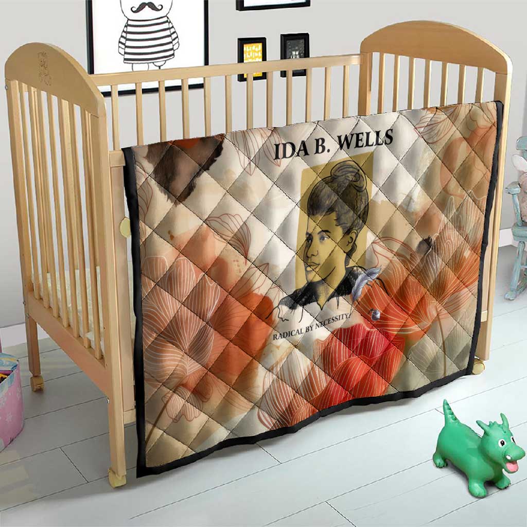 Ida B. Wells Quilt with Floral Pen Design Illustrated Portrait Civil Rights and Journalism Tribute - African Pride