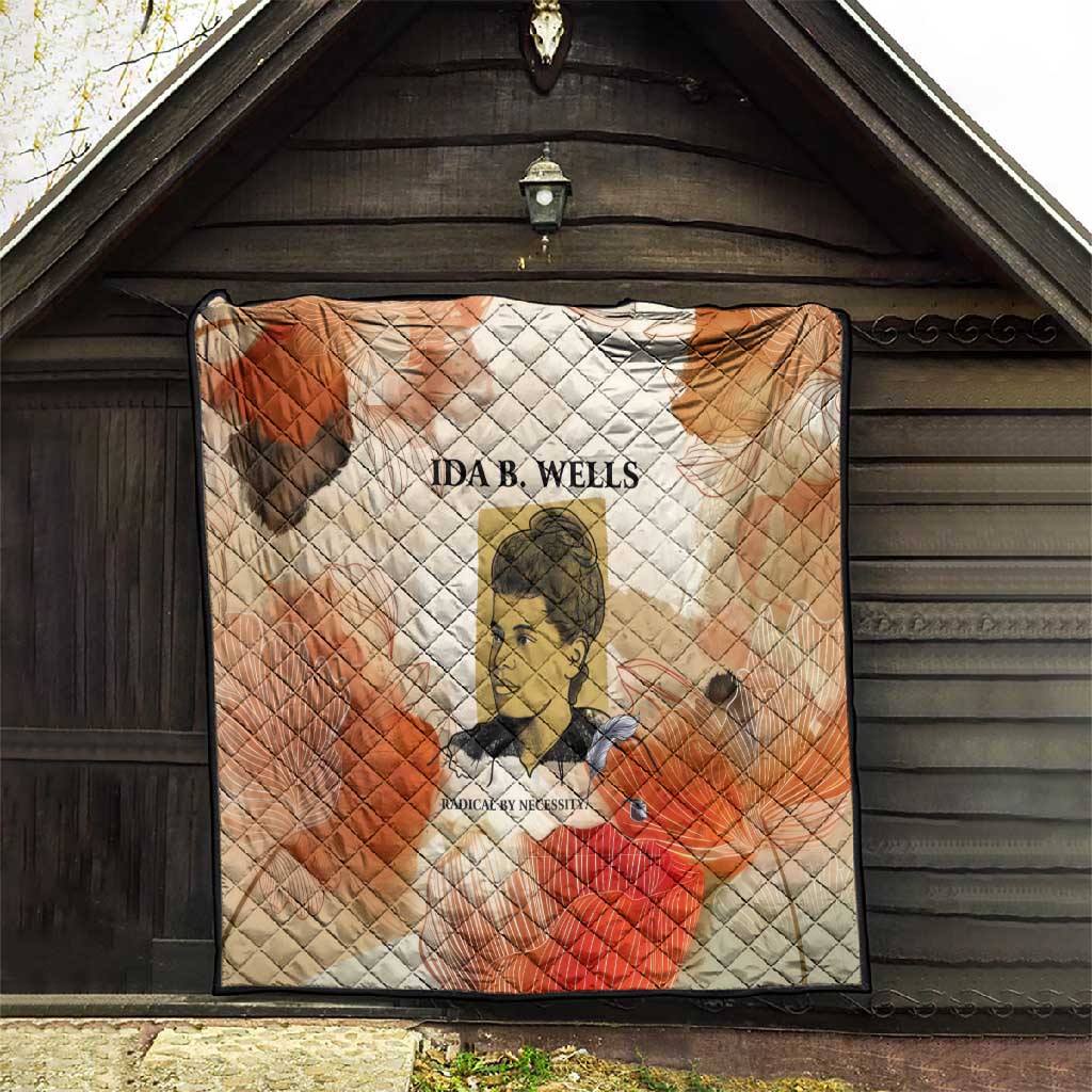 Ida B. Wells Quilt with Floral Pen Design Illustrated Portrait Civil Rights and Journalism Tribute - African Pride