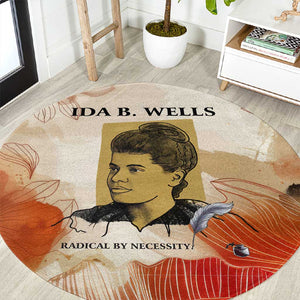 Ida B. Wells Round Carpet with Floral Pen Design Illustrated Portrait Civil Rights and Journalism Tribute - African Pride