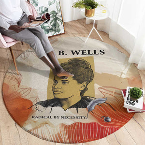 Ida B. Wells Round Carpet with Floral Pen Design Illustrated Portrait Civil Rights and Journalism Tribute - African Pride