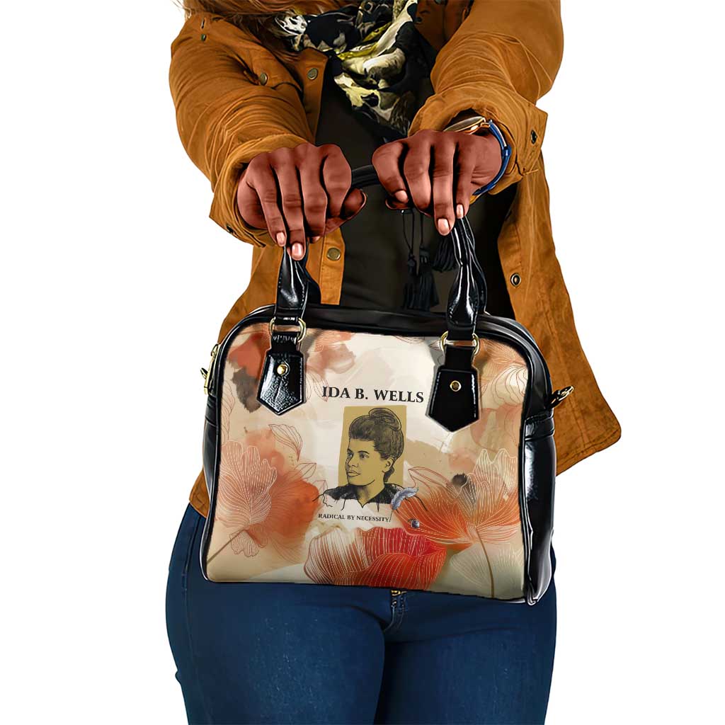 Ida B. Wells Shoulder Handbag with Floral Pen Design Illustrated Portrait Civil Rights and Journalism Tribute - African Pride
