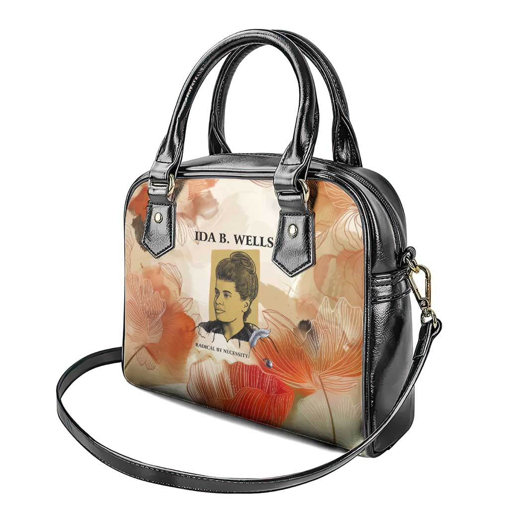 Ida B. Wells Shoulder Handbag with Floral Pen Design Illustrated Portrait Civil Rights and Journalism Tribute - African Pride