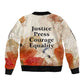 Ida B. Wells Sleeve Zip Bomber Jacket with Floral Pen Design Illustrated Portrait Civil Rights and Journalism Tribute - African Pride