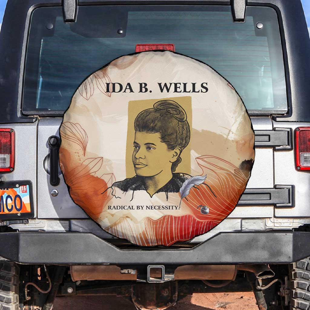 Ida B. Wells Spare Tire Cover with Floral Pen Design Illustrated Portrait Civil Rights and Journalism Tribute - African Pride