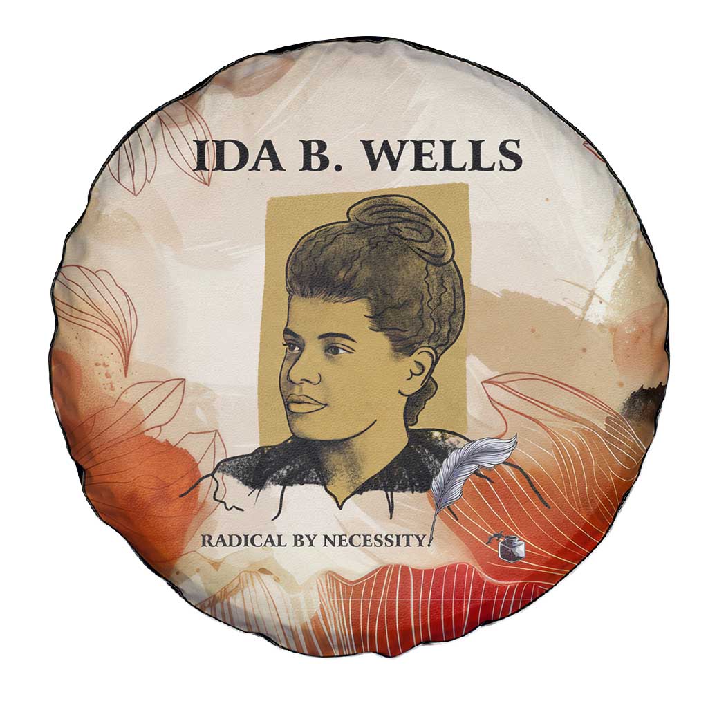 Ida B. Wells Spare Tire Cover with Floral Pen Design Illustrated Portrait Civil Rights and Journalism Tribute - African Pride
