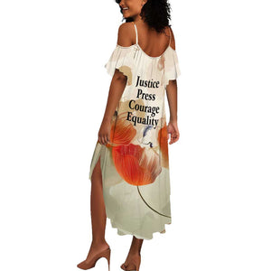 Ida B. Wells Summer Maxi Dress with Floral Pen Design Illustrated Portrait Civil Rights and Journalism Tribute - African Pride