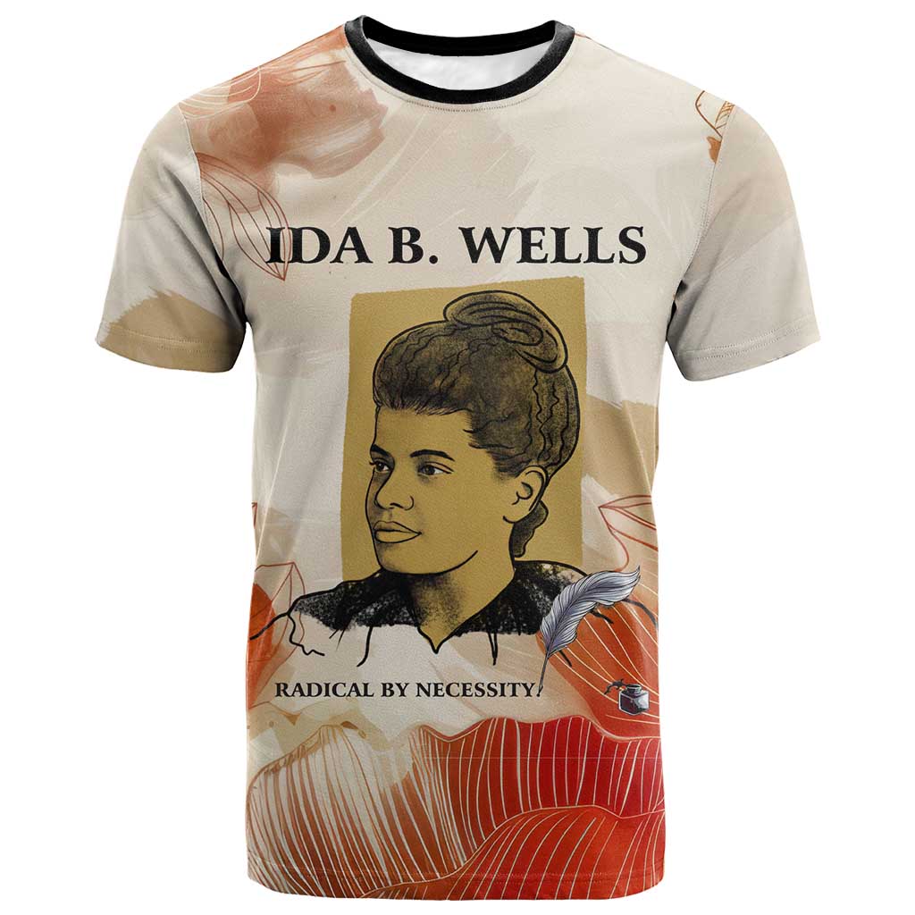 Ida B. Wells T shirt with Floral Pen Design Illustrated Portrait Civil Rights and Journalism Tribute - African Pride