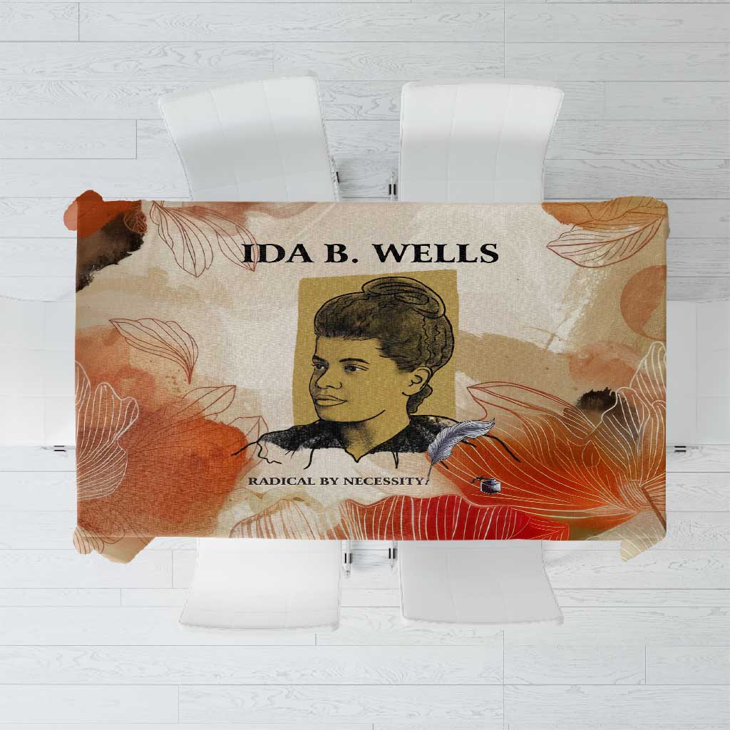 Ida B. Wells Tablecloth with Floral Pen Design Illustrated Portrait Civil Rights and Journalism Tribute - African Pride