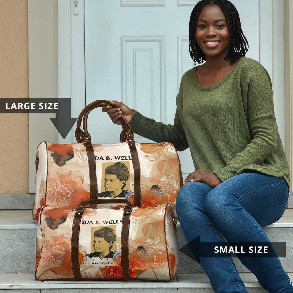 Ida B. Wells Travel Bag with Floral Pen Design Illustrated Portrait Civil Rights and Journalism Tribute - African Pride