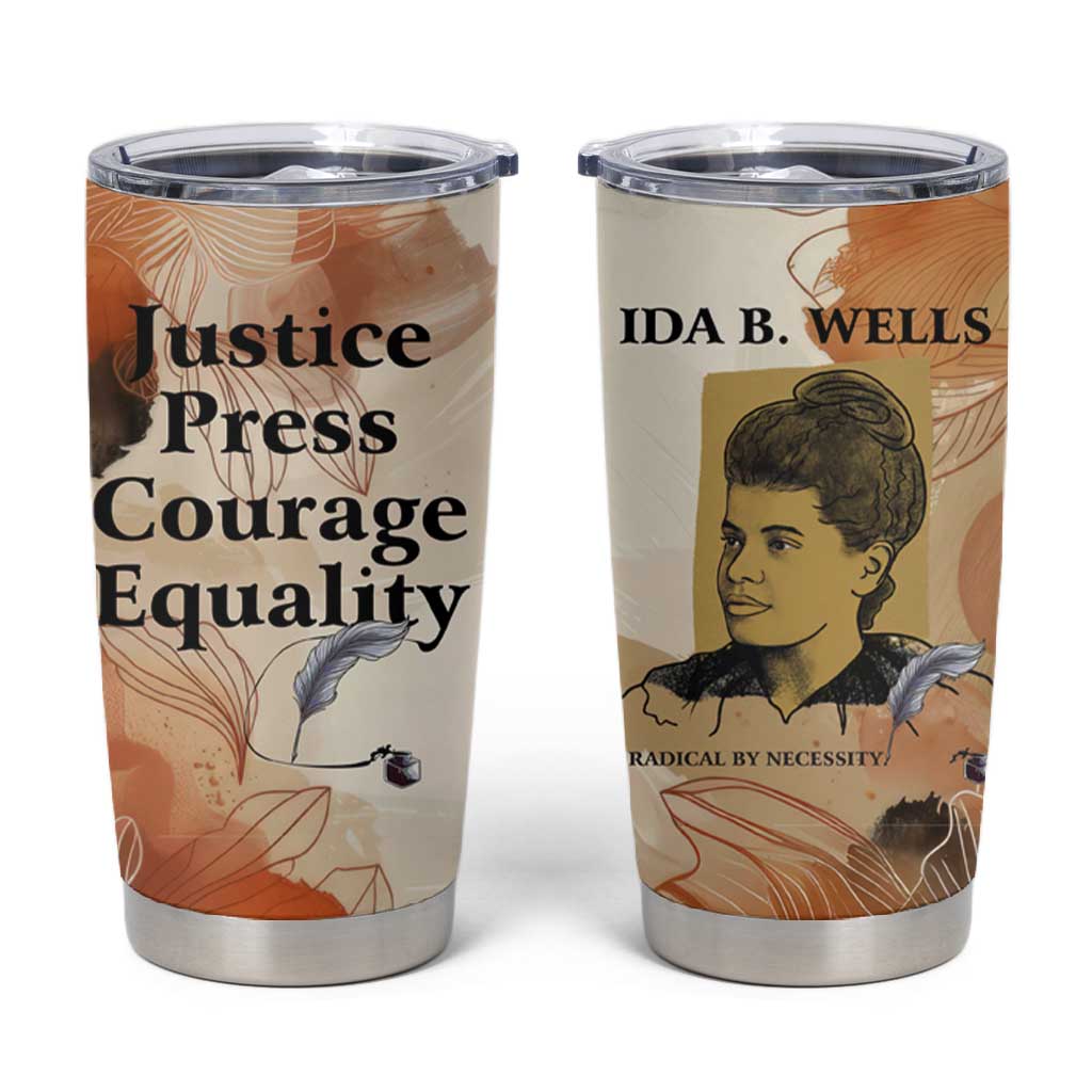 Ida B. Wells Tumbler Cup with Floral Pen Design Illustrated Portrait Civil Rights and Journalism Tribute - African Pride