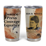 Ida B. Wells Tumbler Cup with Floral Pen Design Illustrated Portrait Civil Rights and Journalism Tribute - African Pride
