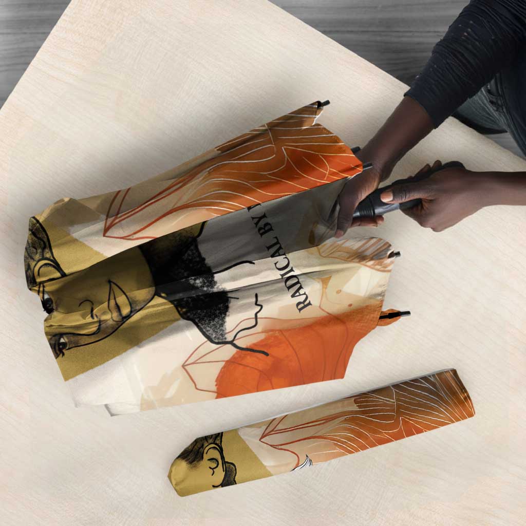 Ida B. Wells Umbrella with Floral Pen Design Illustrated Portrait Civil Rights and Journalism Tribute - African Pride