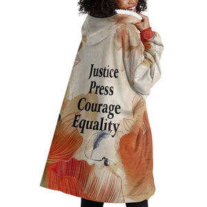 Ida B. Wells Wearable Blanket Hoodie with Floral Pen Design Illustrated Portrait Civil Rights and Journalism Tribute - African Pride
