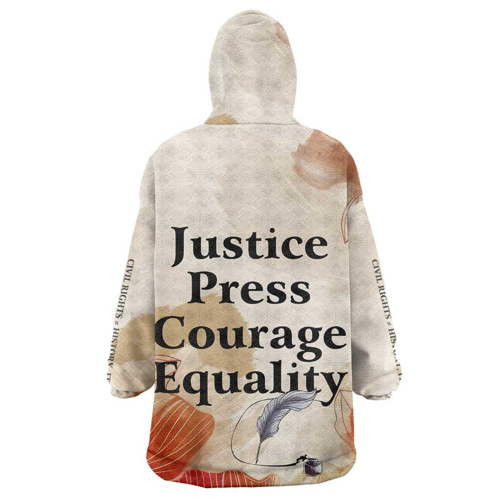 Ida B. Wells Wearable Blanket Hoodie with Floral Pen Design Illustrated Portrait Civil Rights and Journalism Tribute - African Pride