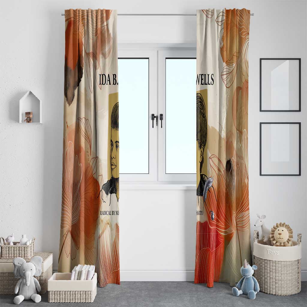 Ida B. Wells Window Curtain with Floral Pen Design Illustrated Portrait Civil Rights and Journalism Tribute - African Pride