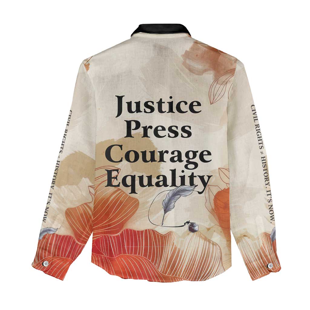 Ida B. Wells Women Casual Shirt with Floral Pen Design Illustrated Portrait Civil Rights and Journalism Tribute - African Pride