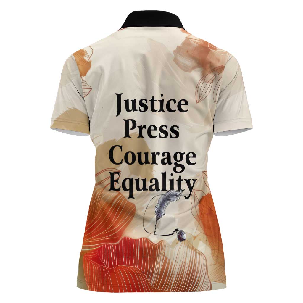 Ida B. Wells Women Polo Shirt with Floral Pen Design Illustrated Portrait Civil Rights and Journalism Tribute - African Pride