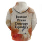 Ida B. Wells Zip Hoodie with Floral Pen Design Illustrated Portrait Civil Rights and Journalism Tribute - African Pride