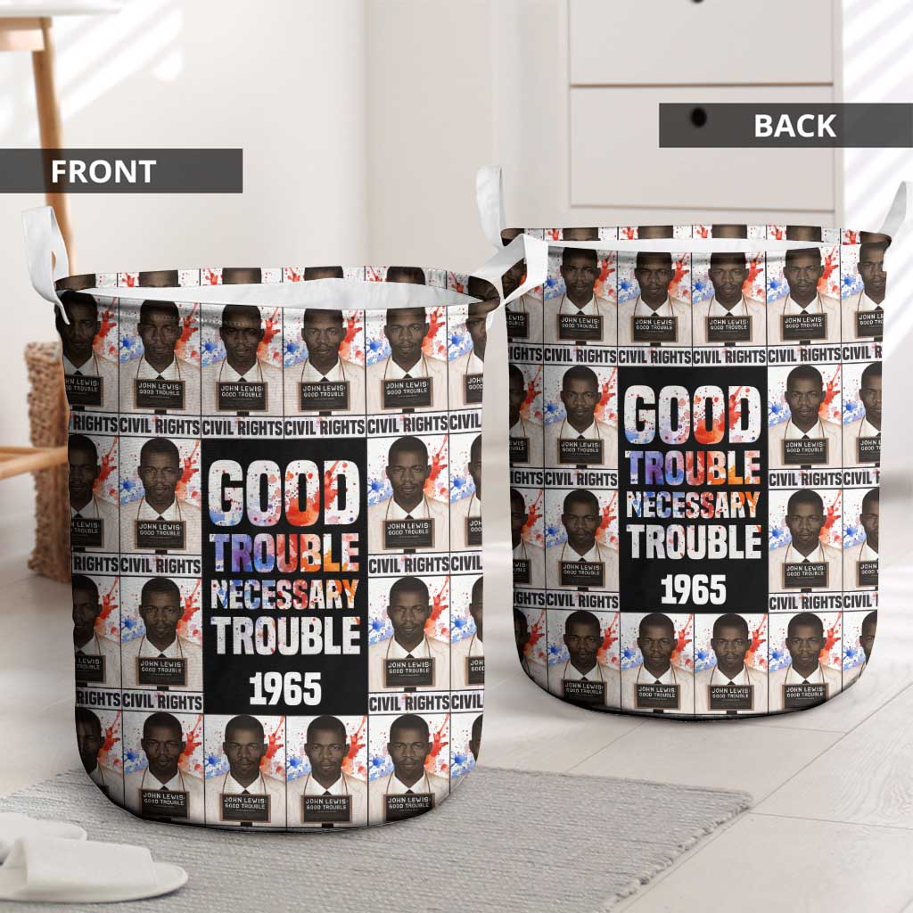 John Lewis Laundry Basket with Mugshot Collage Design Civil Rights Portrait Good Trouble Tribute - African Pride