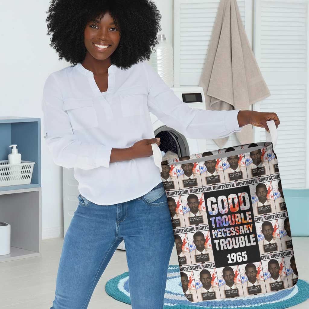 John Lewis Laundry Basket with Mugshot Collage Design Civil Rights Portrait Good Trouble Tribute - African Pride