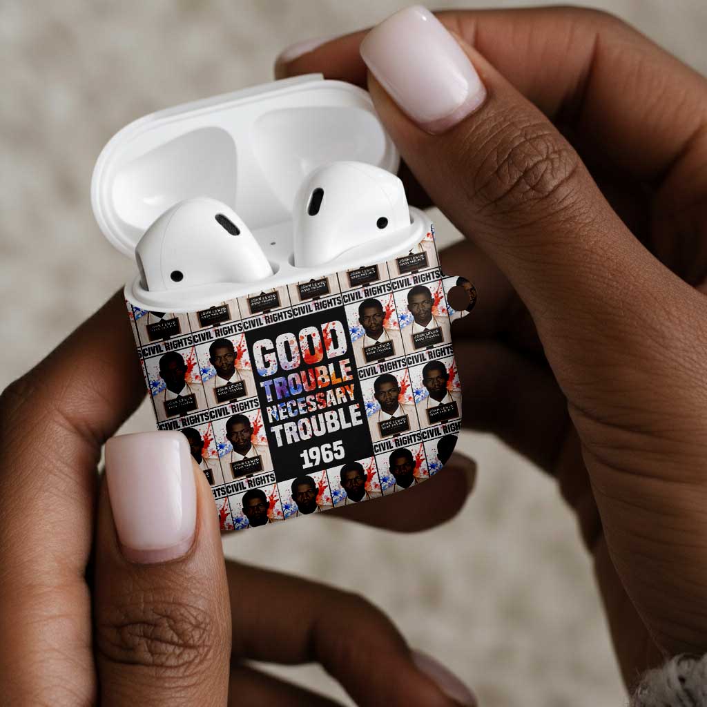 John Lewis AirPods Case with Mugshot Collage Design Civil Rights Portrait Good Trouble Tribute - African Pride