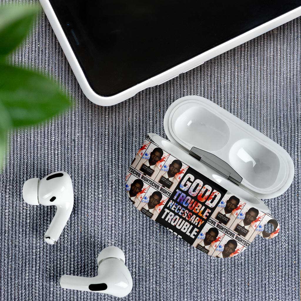John Lewis AirPods Case with Mugshot Collage Design Civil Rights Portrait Good Trouble Tribute - African Pride