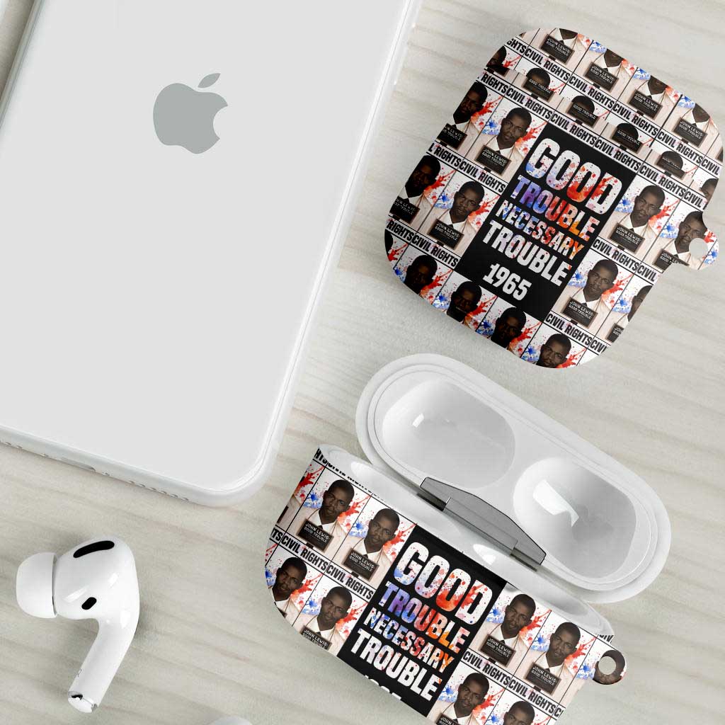 John Lewis AirPods Case with Mugshot Collage Design Civil Rights Portrait Good Trouble Tribute - African Pride
