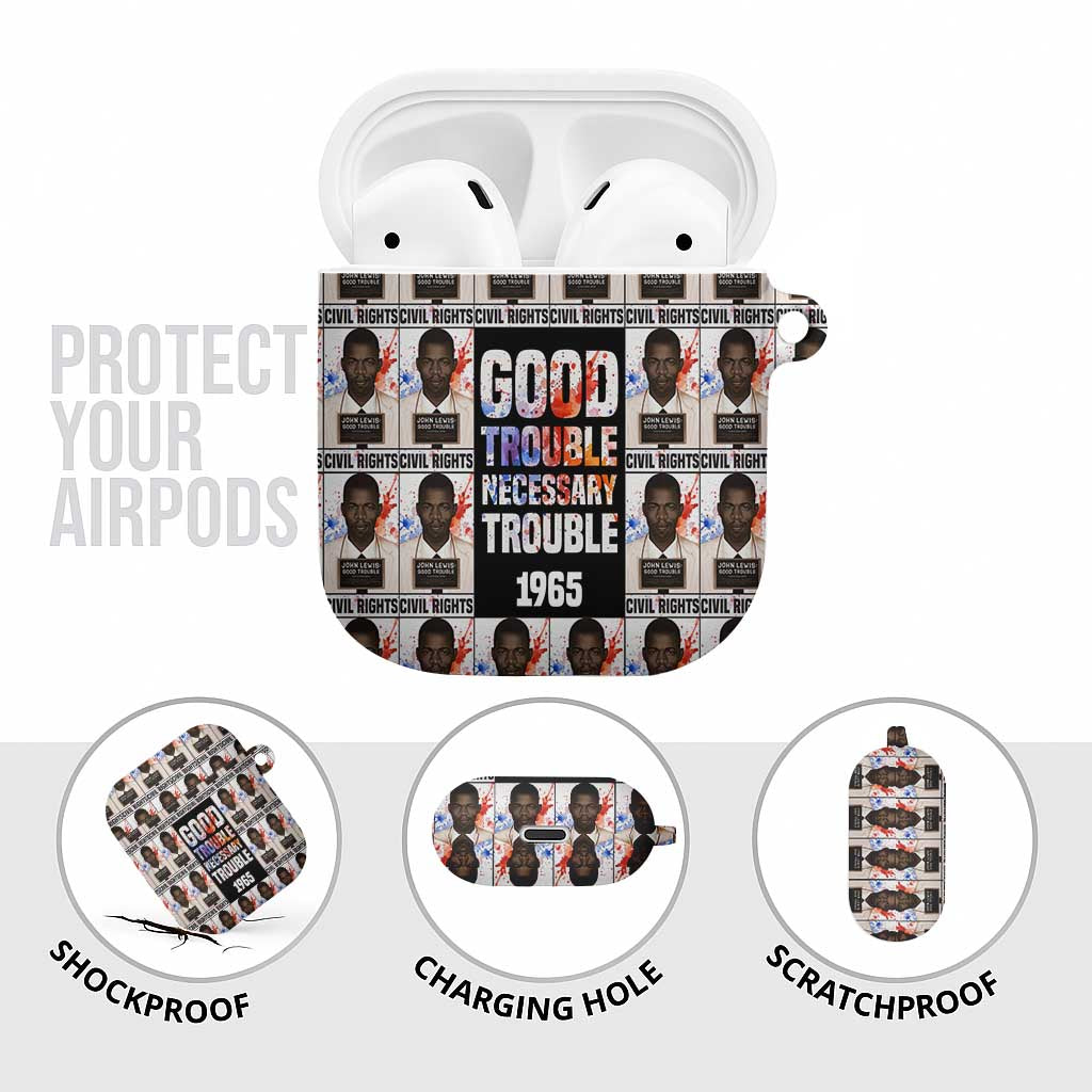 John Lewis AirPods Case with Mugshot Collage Design Civil Rights Portrait Good Trouble Tribute - African Pride