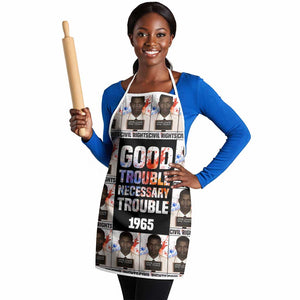 John Lewis Apron with Mugshot Collage Design Civil Rights Portrait Good Trouble Tribute - African Pride