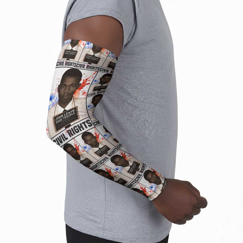 John Lewis Arm Sleeves with Mugshot Collage Design Civil Rights Portrait Good Trouble Tribute - African Pride