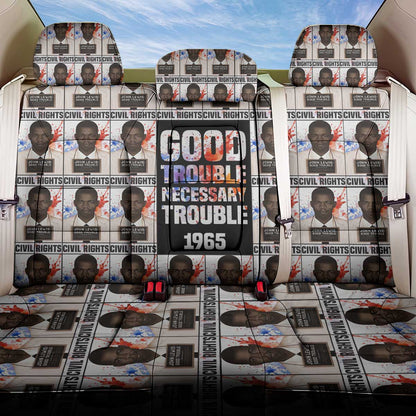 John Lewis Back Car Seat Cover with Mugshot Collage Design Civil Rights Portrait Good Trouble Tribute - African Pride