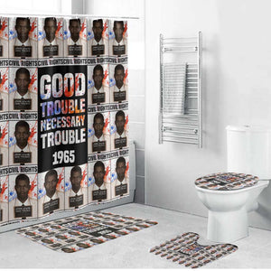 John Lewis Bathroom Set with Mugshot Collage Design Civil Rights Portrait Good Trouble Tribute - African Pride