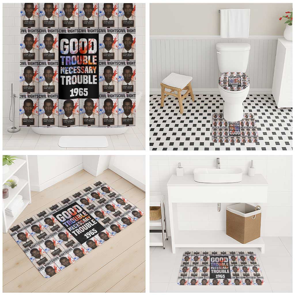 John Lewis Bathroom Set with Mugshot Collage Design Civil Rights Portrait Good Trouble Tribute - African Pride