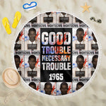 John Lewis Beach Blanket with Mugshot Collage Design Civil Rights Portrait Good Trouble Tribute - African Pride