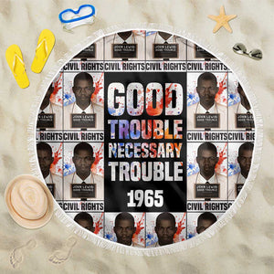 John Lewis Beach Blanket with Mugshot Collage Design Civil Rights Portrait Good Trouble Tribute - African Pride