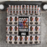 John Lewis Bedding Set with Mugshot Collage Design Civil Rights Portrait Good Trouble Tribute - African Pride