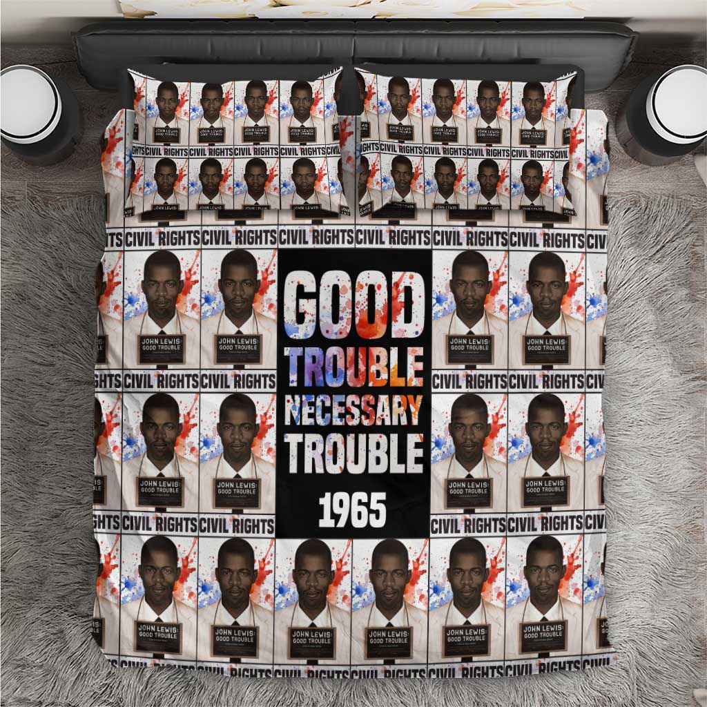 John Lewis Bedding Set with Mugshot Collage Design Civil Rights Portrait Good Trouble Tribute - African Pride