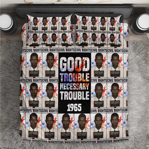 John Lewis Bedding Set with Mugshot Collage Design Civil Rights Portrait Good Trouble Tribute - African Pride