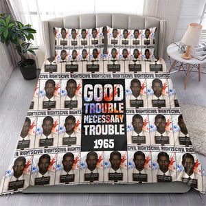 John Lewis Bedding Set with Mugshot Collage Design Civil Rights Portrait Good Trouble Tribute - African Pride
