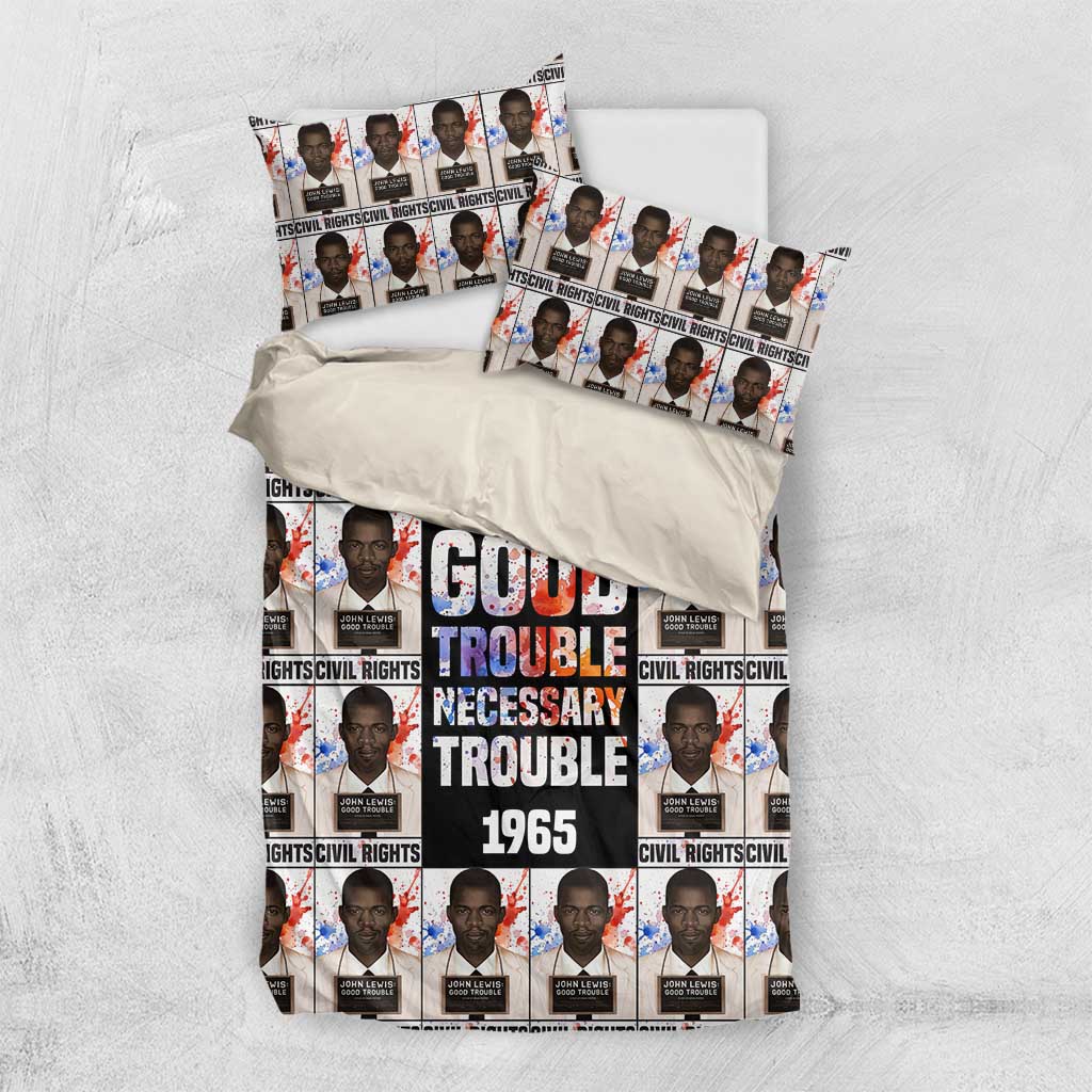 John Lewis Bedding Set with Mugshot Collage Design Civil Rights Portrait Good Trouble Tribute - African Pride