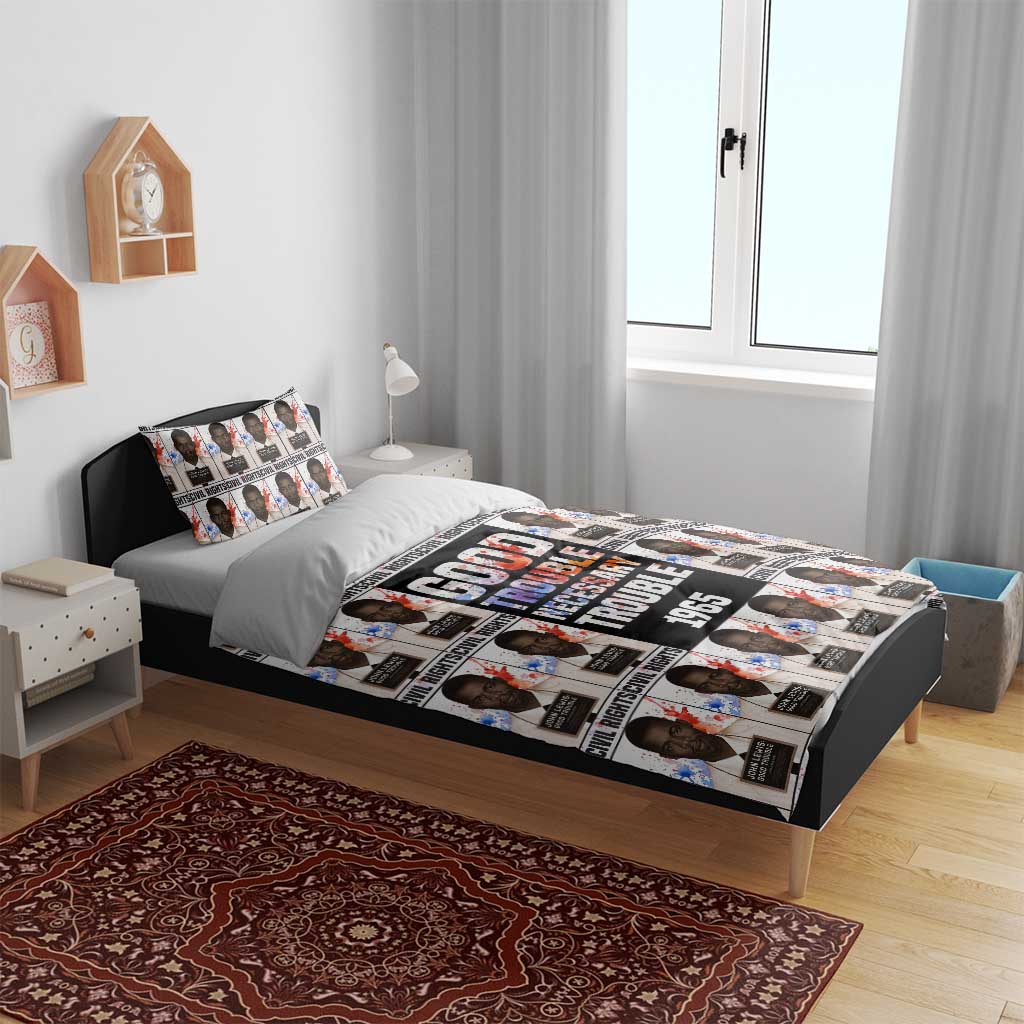 John Lewis Bedding Set with Mugshot Collage Design Civil Rights Portrait Good Trouble Tribute - African Pride